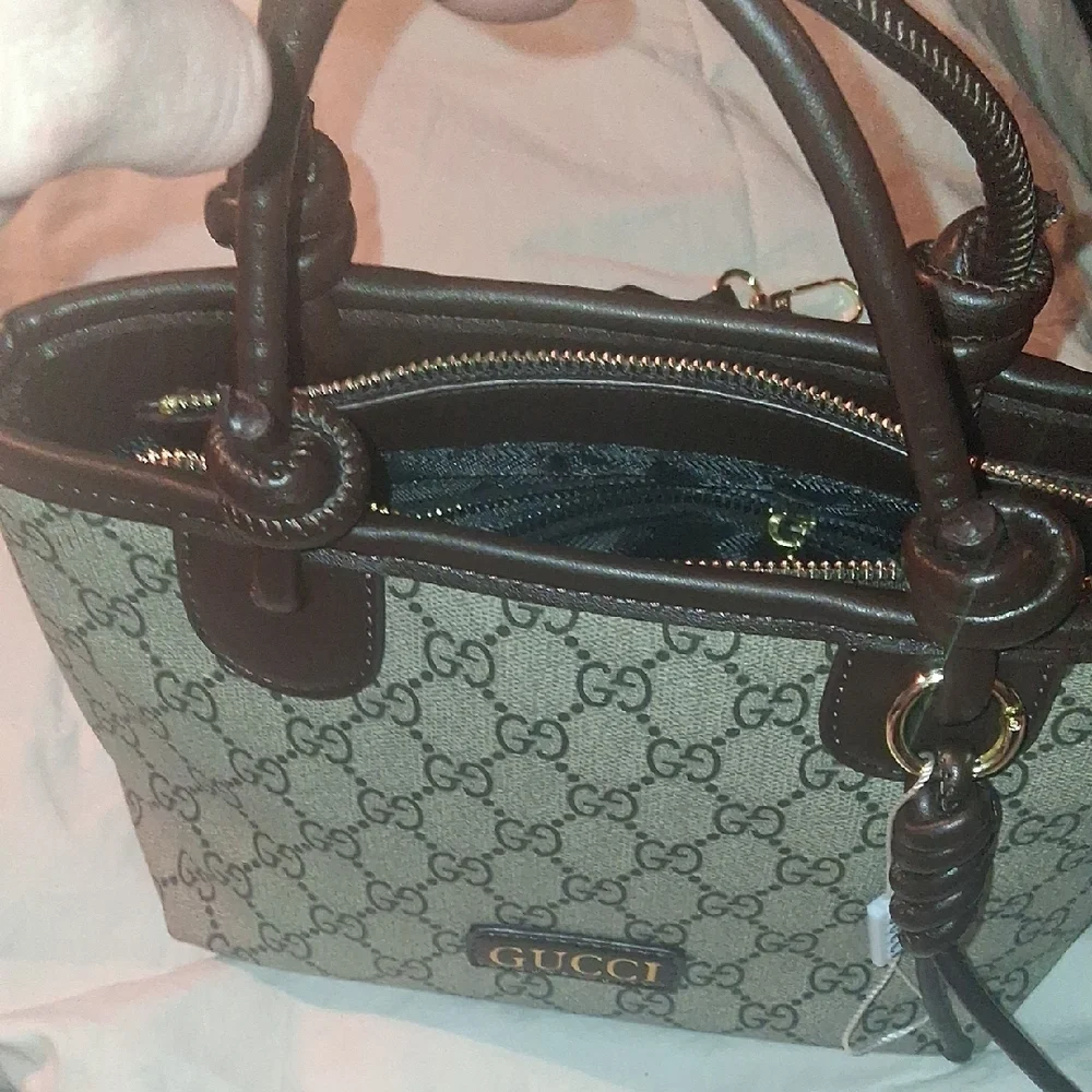 Gucci Beige and Brown Monogram Satchel